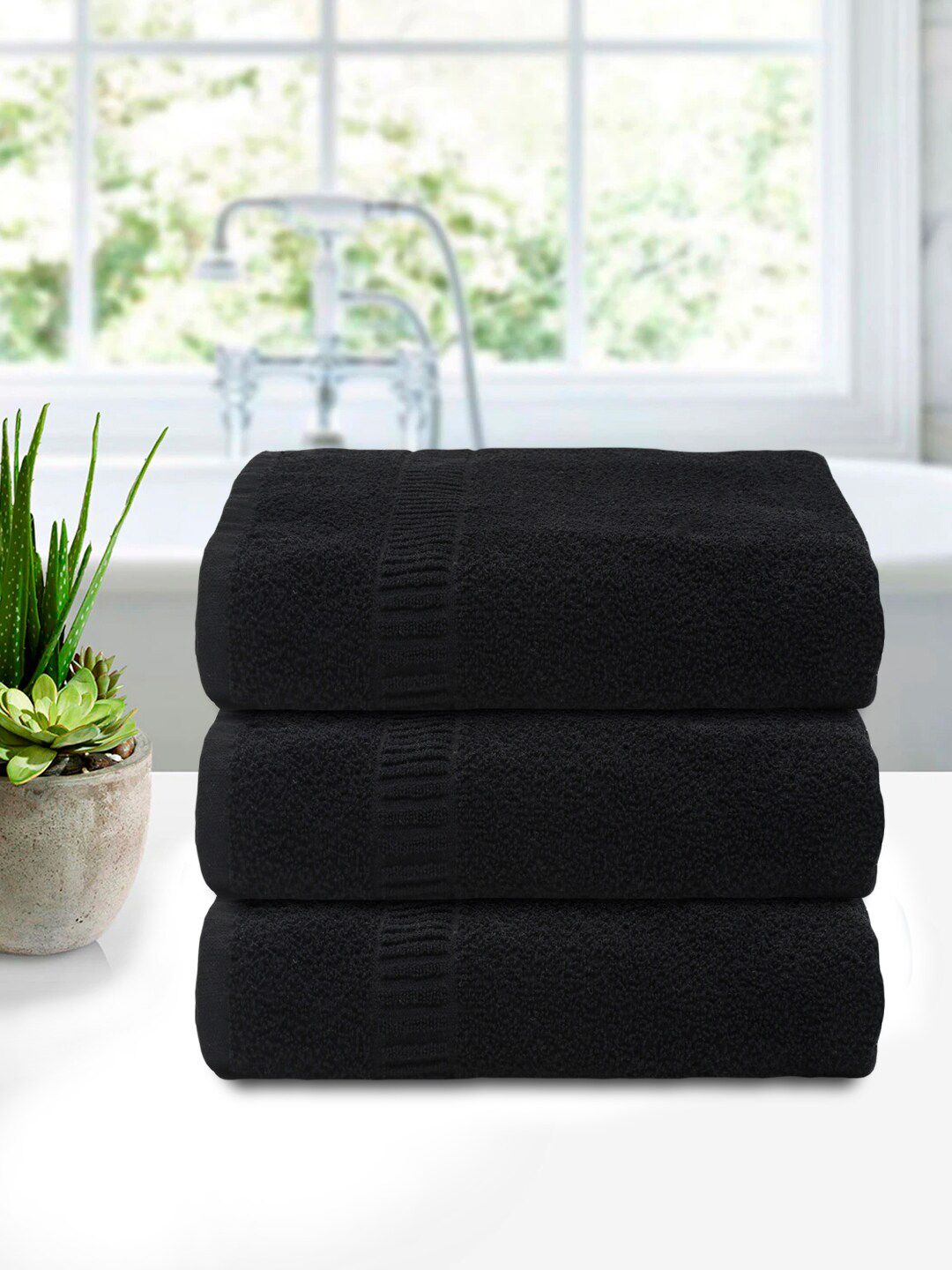 Kuber Industries Pack Of 3 Solid Pure Soft Cotton Bath Towel Price in India