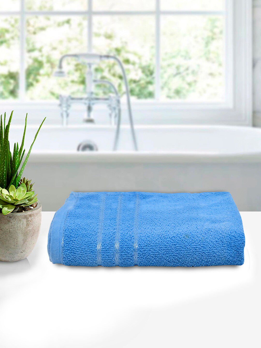 Kuber Industries Blue Cotton Bath Towel Price in India