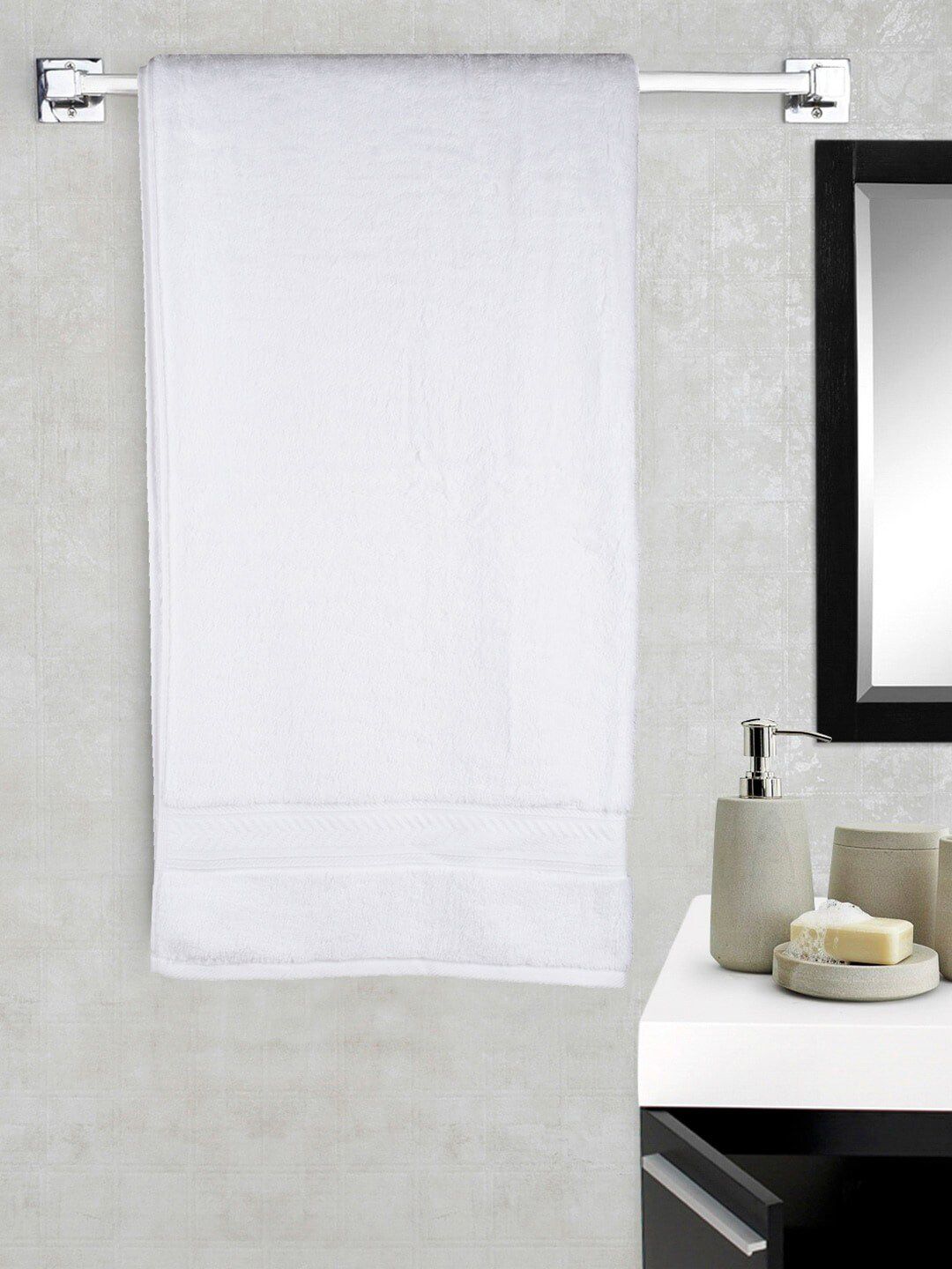 Turkish Bath White Solid 650 GSM Cotton Towel Price in India