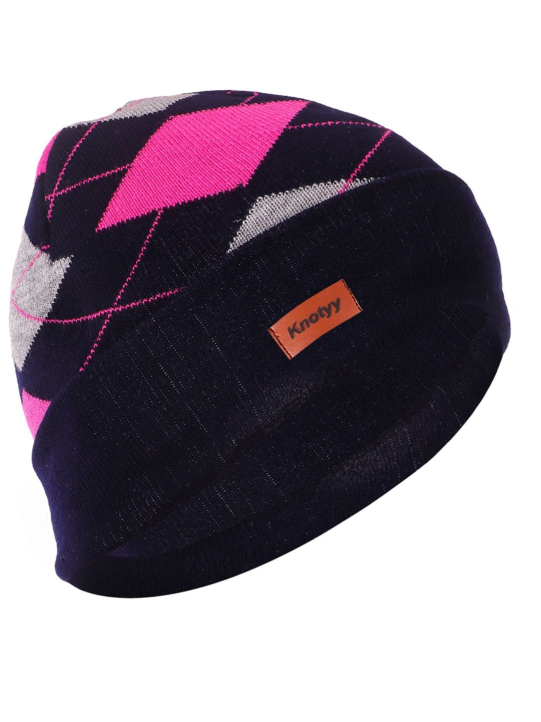 Knotyy Unisex Multicolor Checked Beanie Cap Price in India