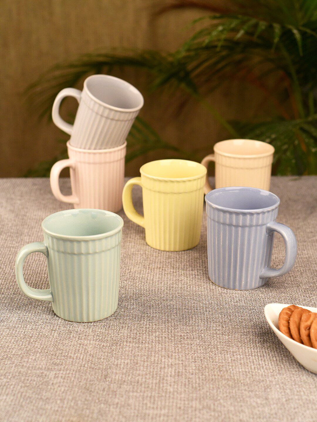 Unravel India Set of 6 Ceramic Handpainted Mugs Price in India