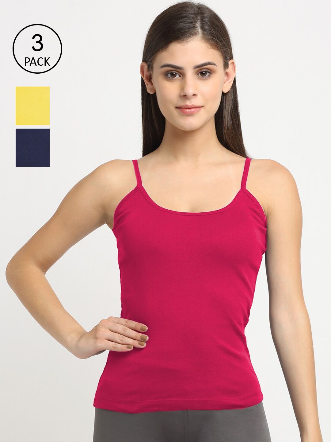 Friskers Women Pack of 3 Solid Non-Padded Camisole