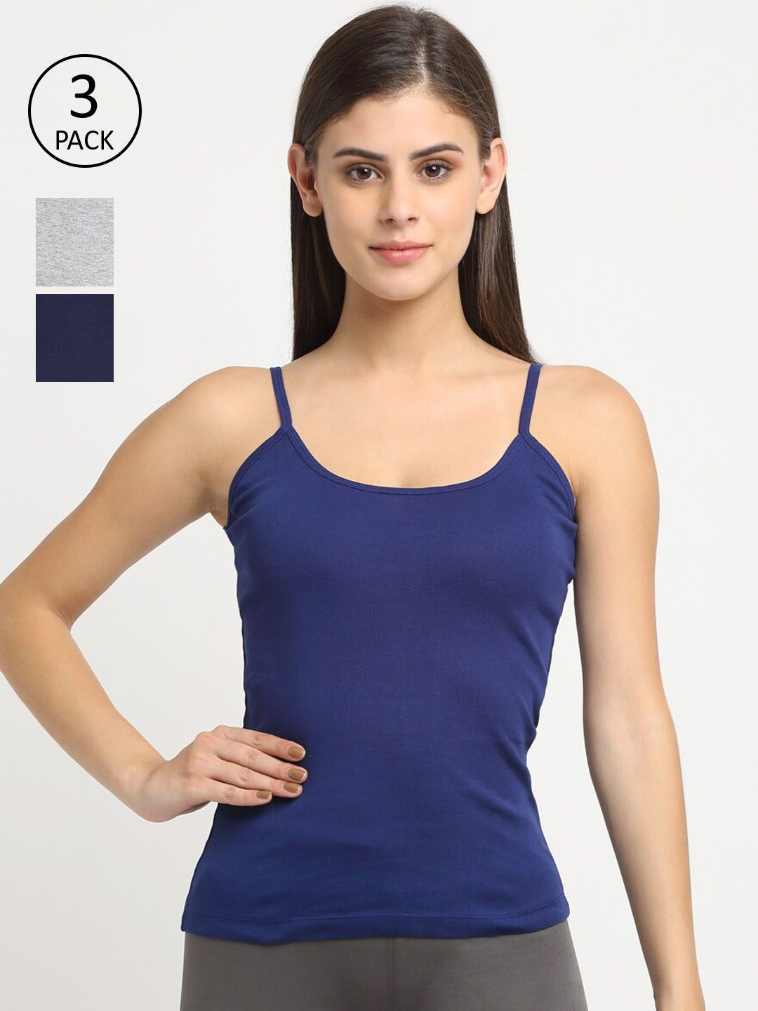 Friskers Women Pack Of 3 Solid Non-Padded Regular-Fit Camisoles