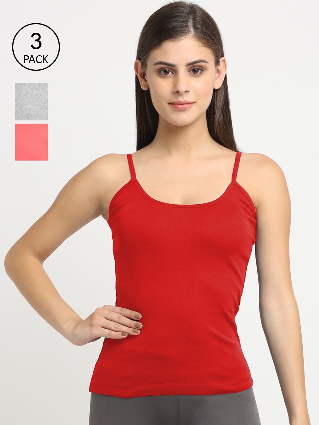 Friskers Women Pack Of 3 Solid Non-Padded Camisoles