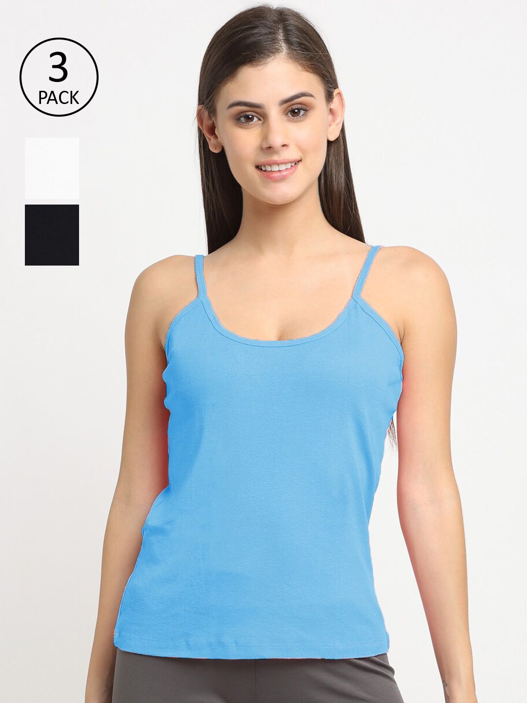 Friskers Women Pack Of 3 Solid Cotton Camisole