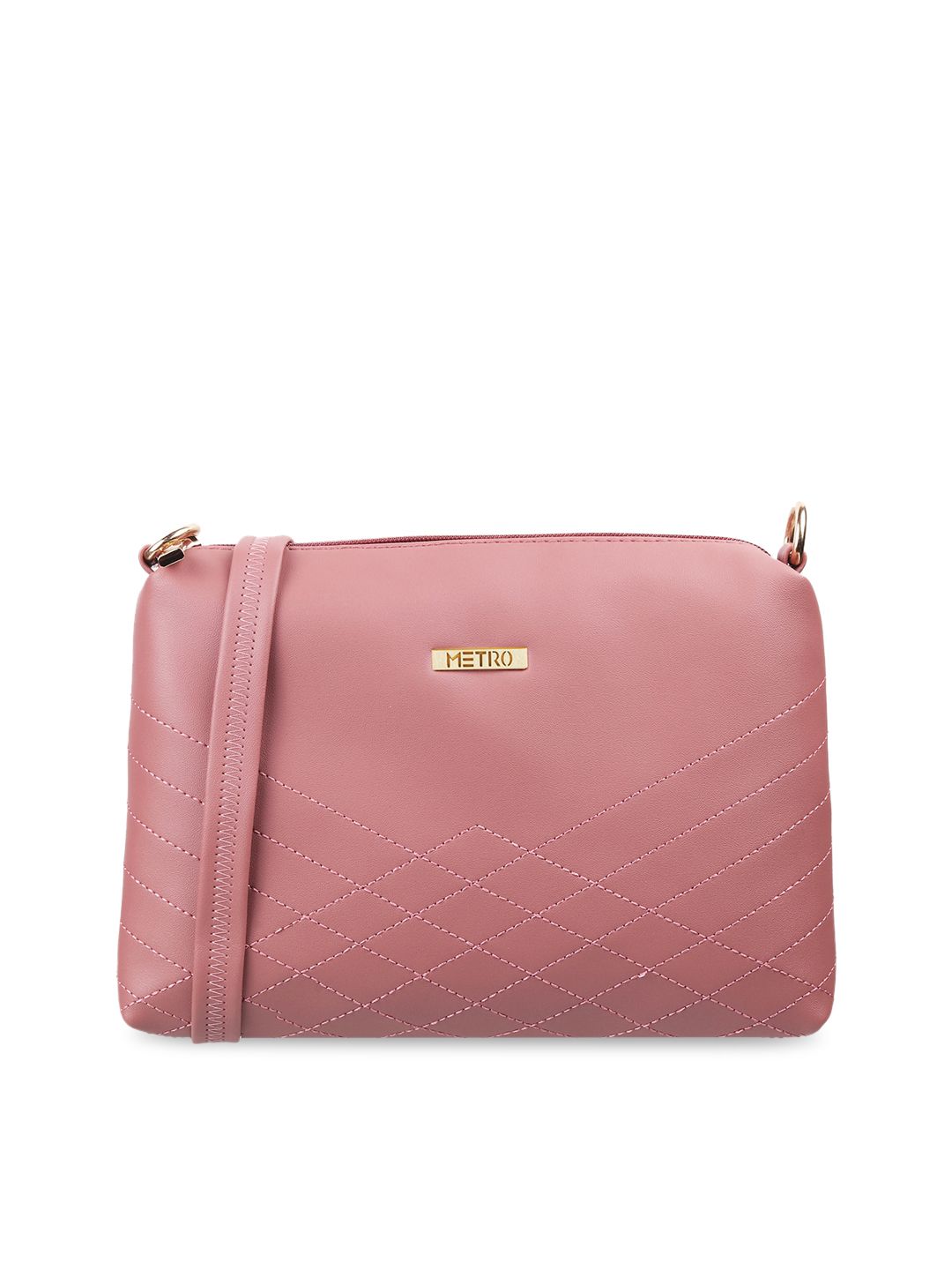 Metro Peach-Coloured Textured Sling Bag Price in India