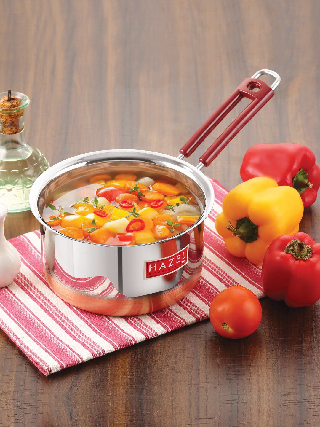 HAZEL Silver-Toned Solid Stainless Steel Sauce Pan Price in India