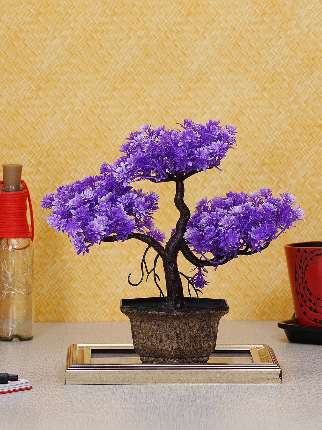 Dekorly Purple & Brown Artificial Bonsai Plant With Pot Price in India
