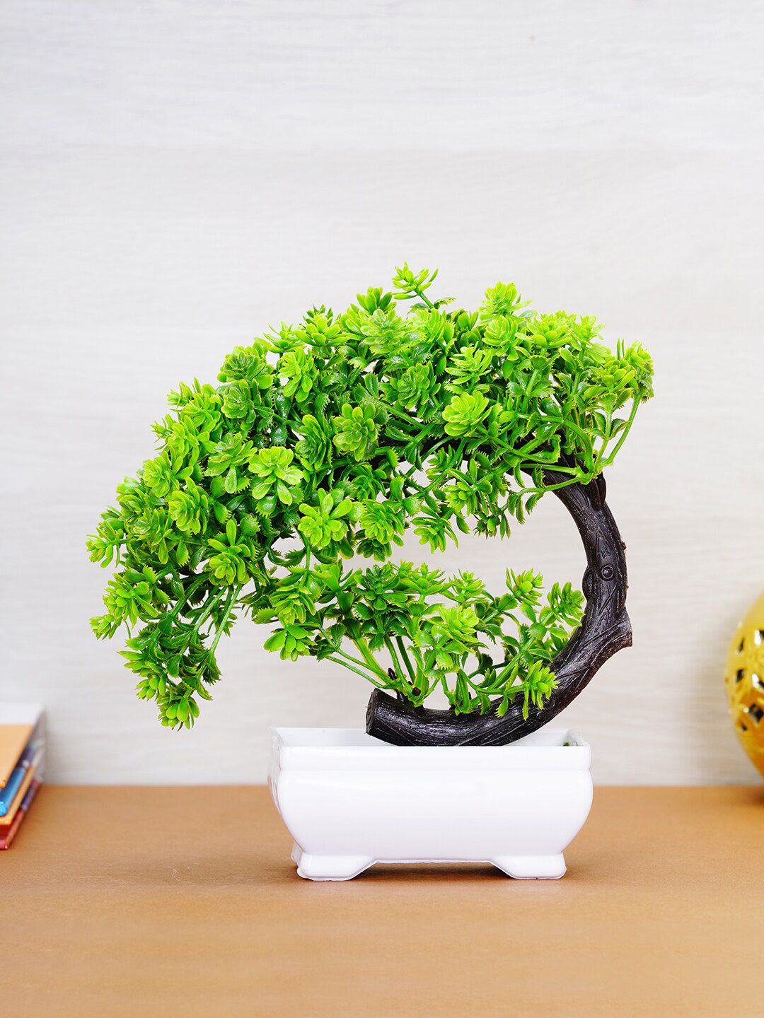 Dekorly Green & White Decorative Bonsai Plant With Pot Price in India