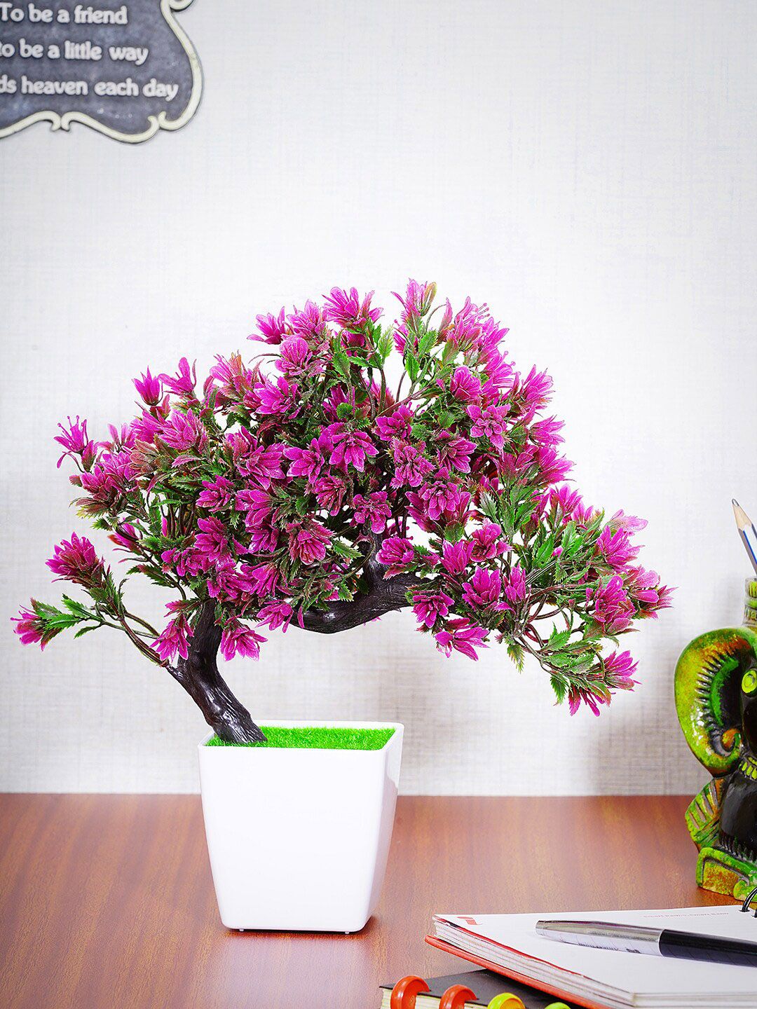 Dekorly Pink & Green Decorative Bonsai Plant With Pot Price in India