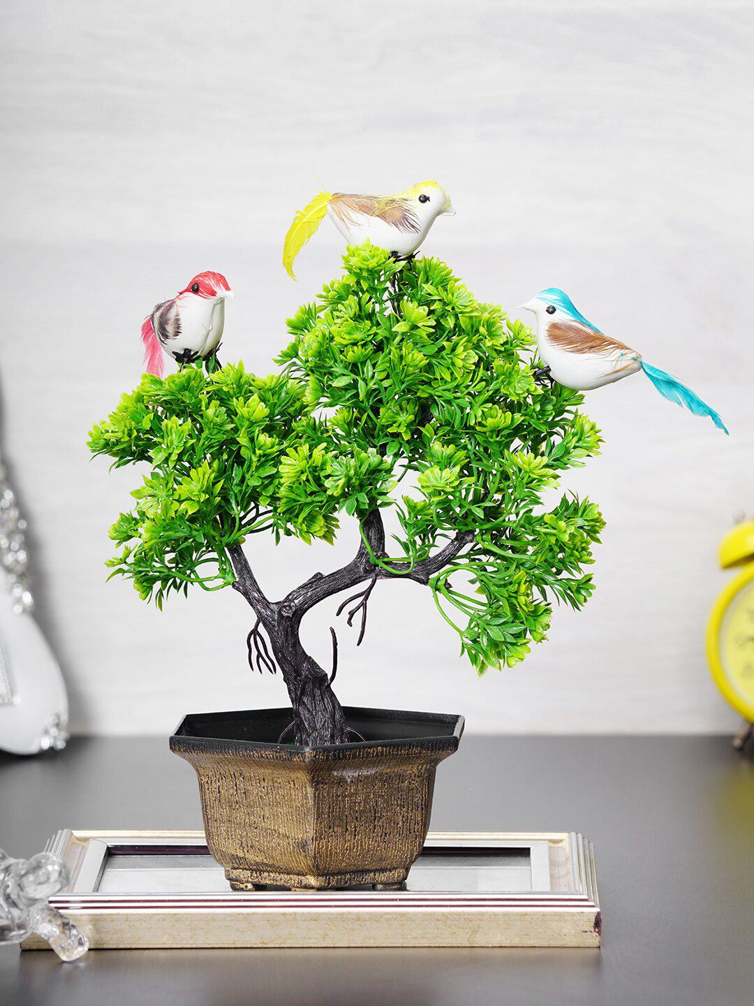 Dekorly Green & Gold-Toned Decorative Bonsai Plant With Pot Price in India