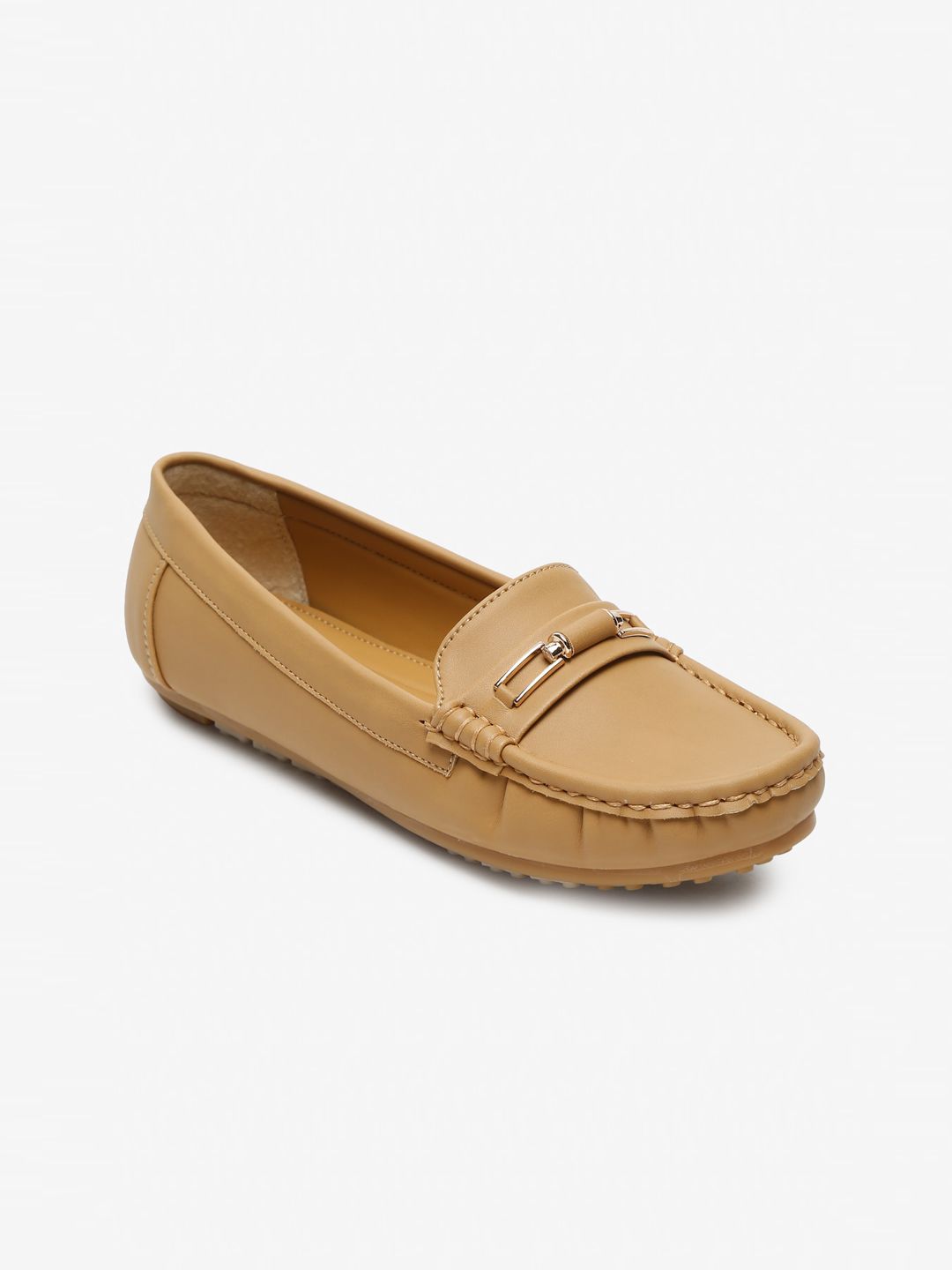 Flat n Heels Women Khaki Loafers Price in India