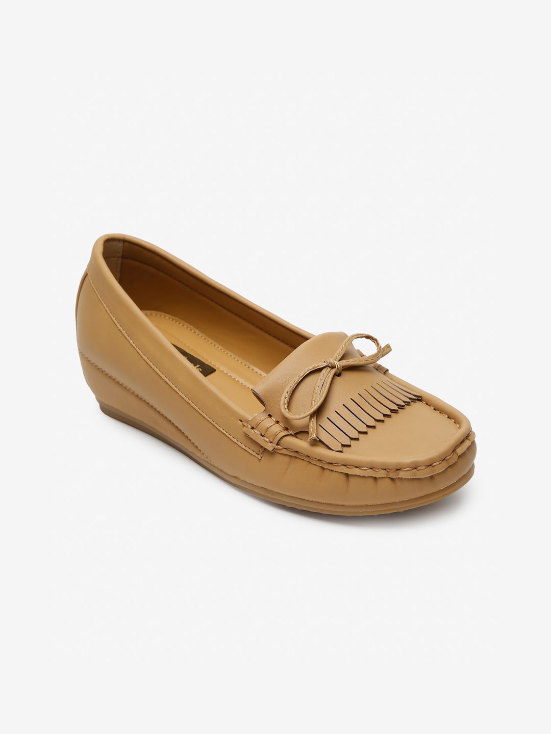 Flat n Heels Women Khaki Textured Loafers Price in India