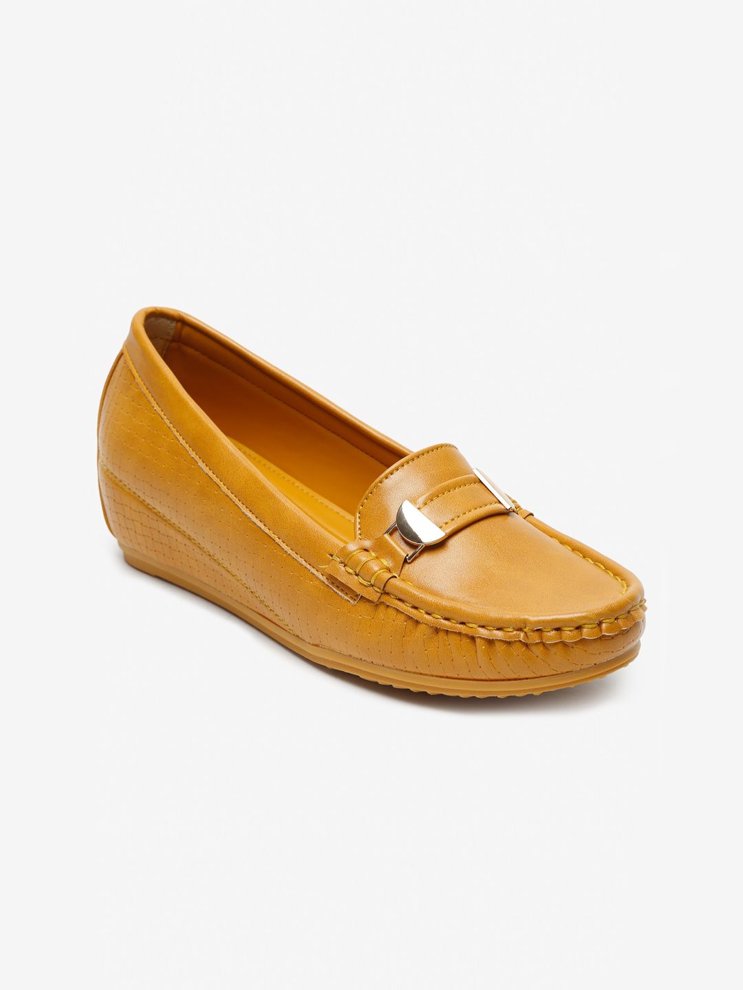 Flat n Heels Women Solid Tan Loafers Price in India