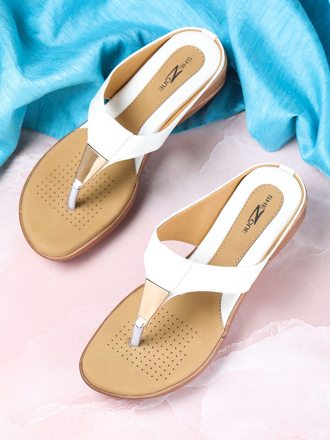 Shezone White Wedge Sandals Price in India