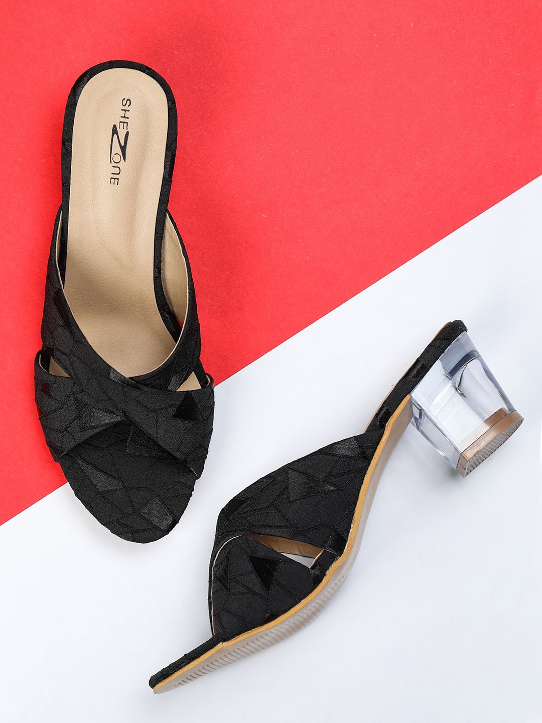 Shezone Black Block Mules with Bows Price in India