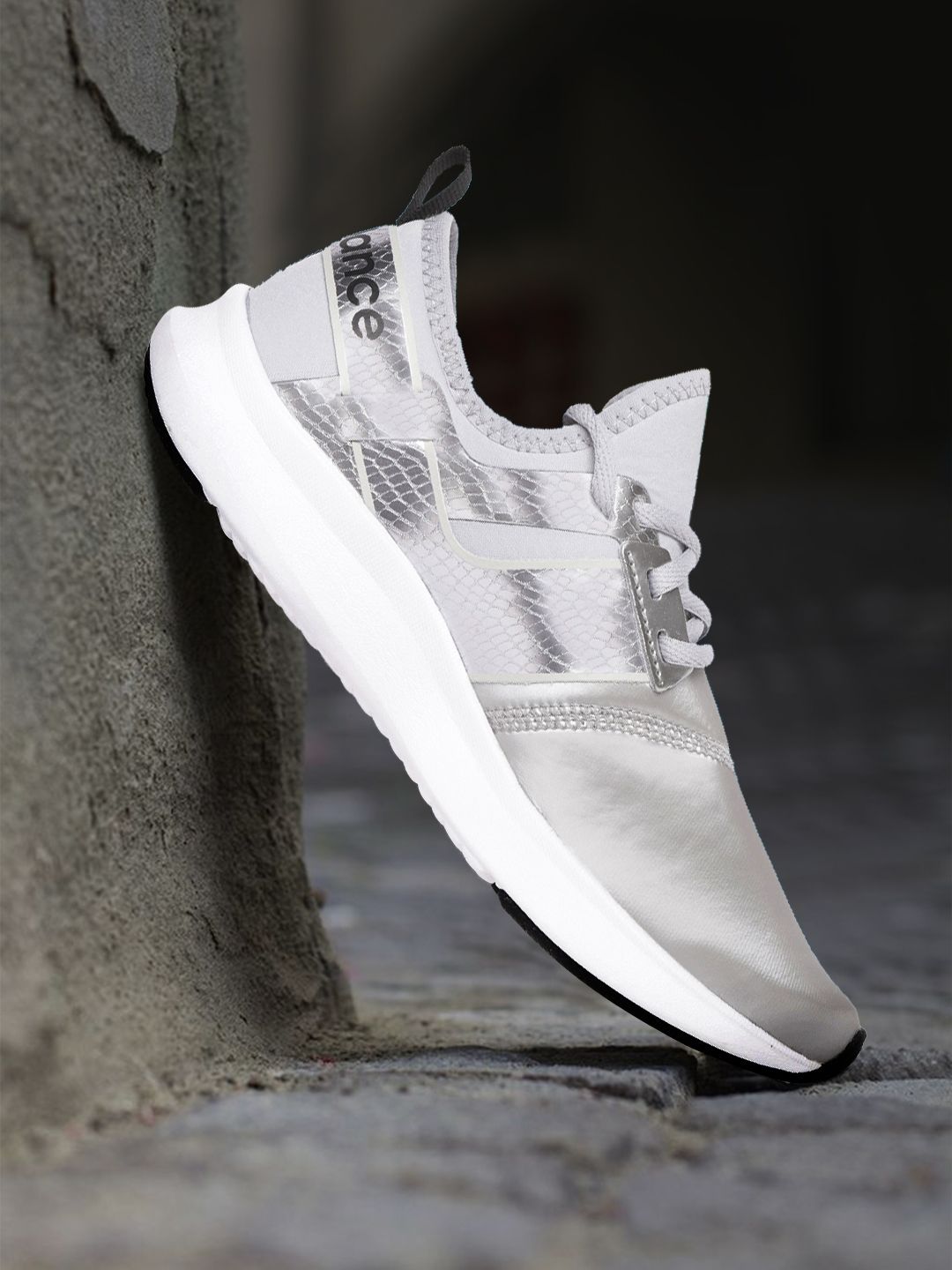 New Balance Women Grey Solid Training Shoes with Snakeskin Textured Detail Price in India