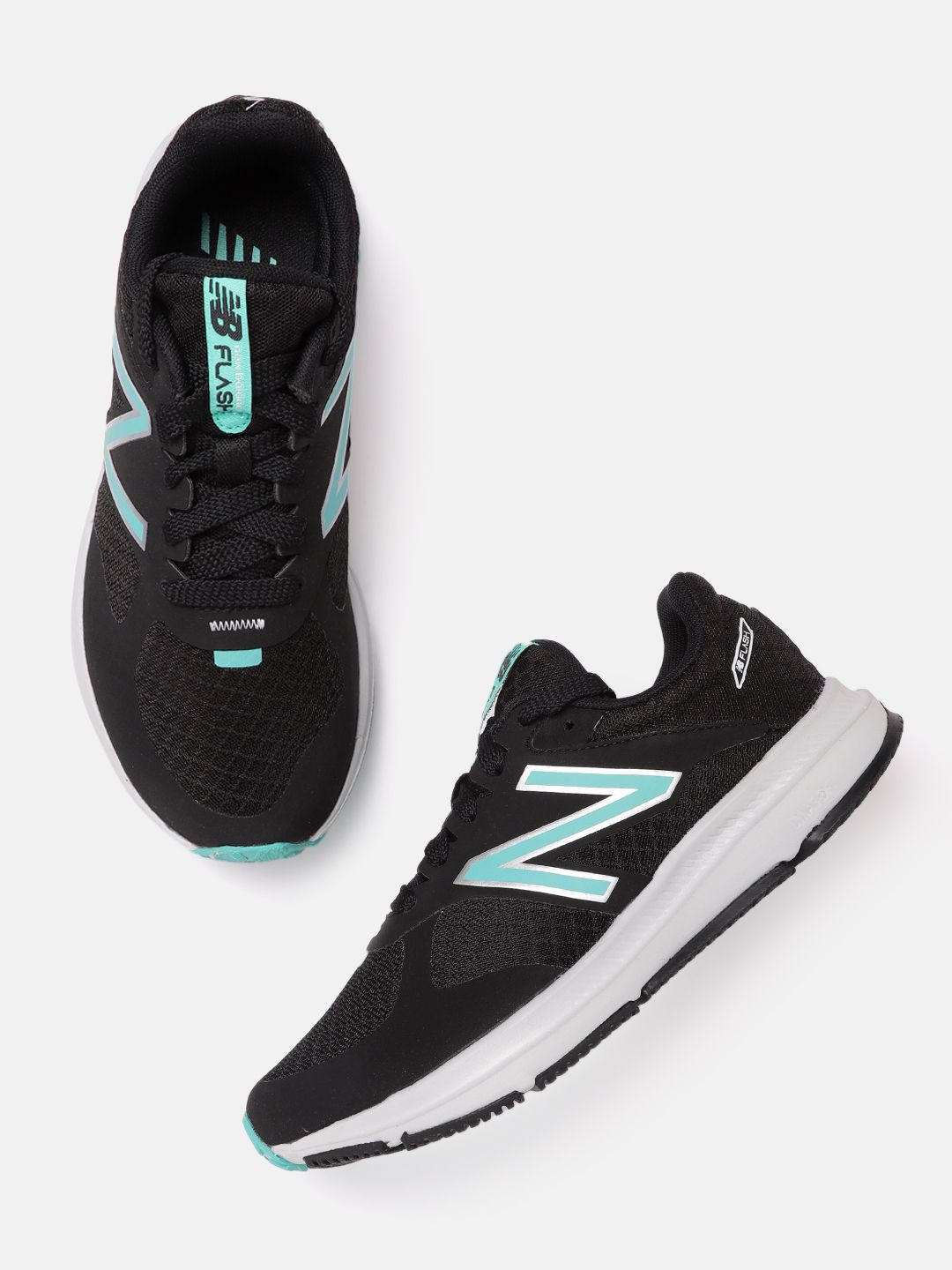 New Balance Women Black & Blue Woven Design Running Shoes Price in India