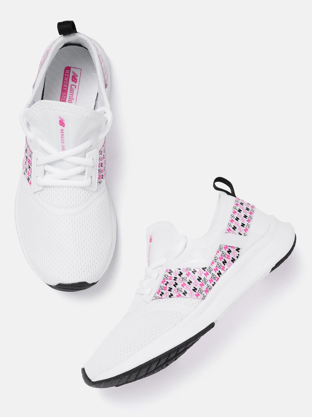 New Balance Women White & Pink Woven Design Training Shoes Price in India