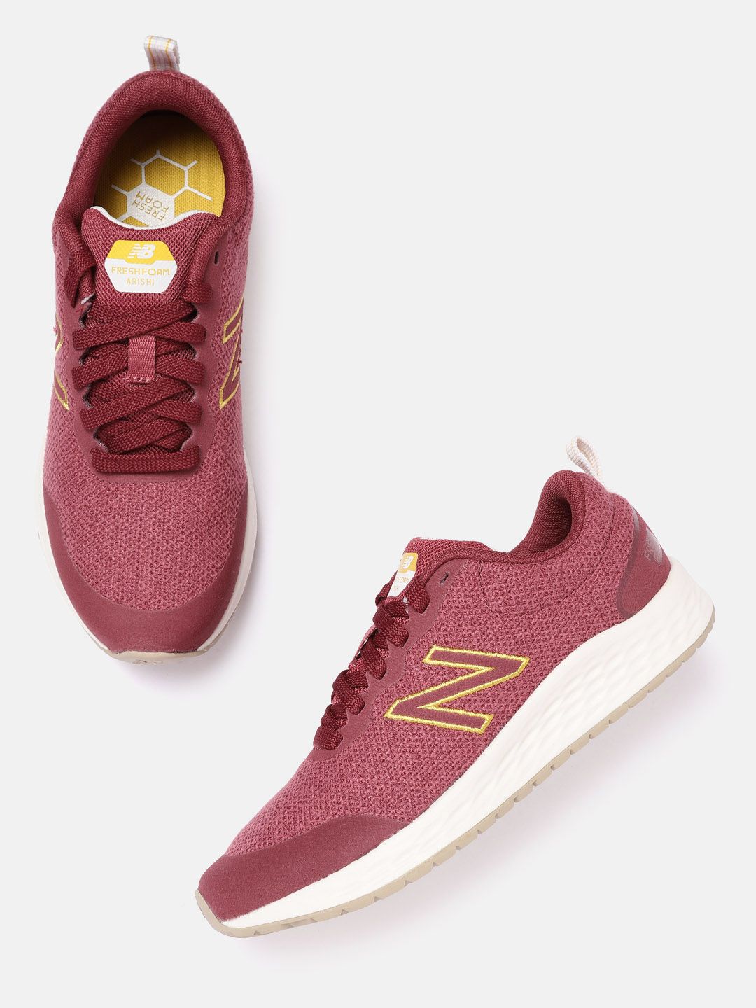 New Balance Women Burgundy Woven Design Running Shoes Price in India