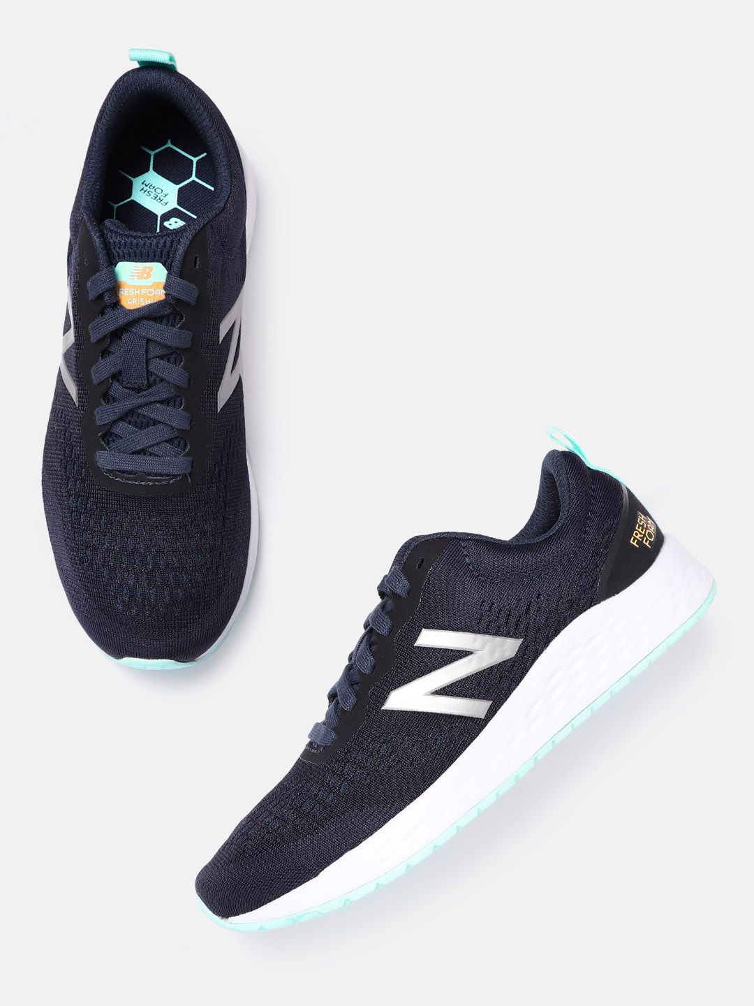 New Balance Women Navy Blue Woven Design Running Shoes Price in India