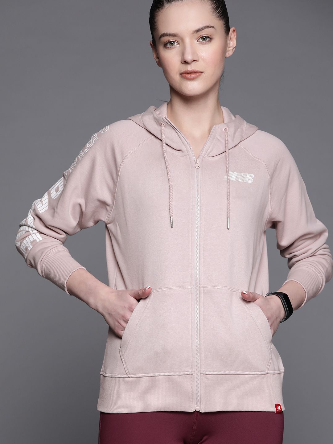 New Balance Women Pink Pure Cotton Brand Logo Printed Tailored Jacket Price in India