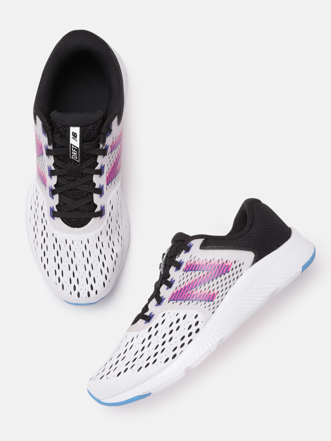 New Balance Women White & Black Woven Design Running Shoes Price in India