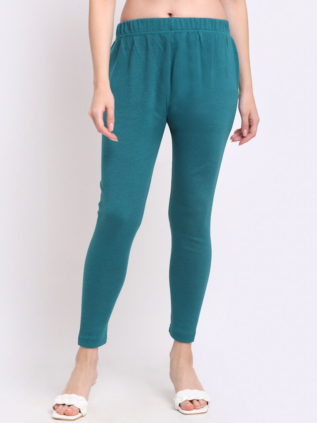 TAG 7 Women Turquoise Blue Woolen Ankle-Length Leggings Price in India