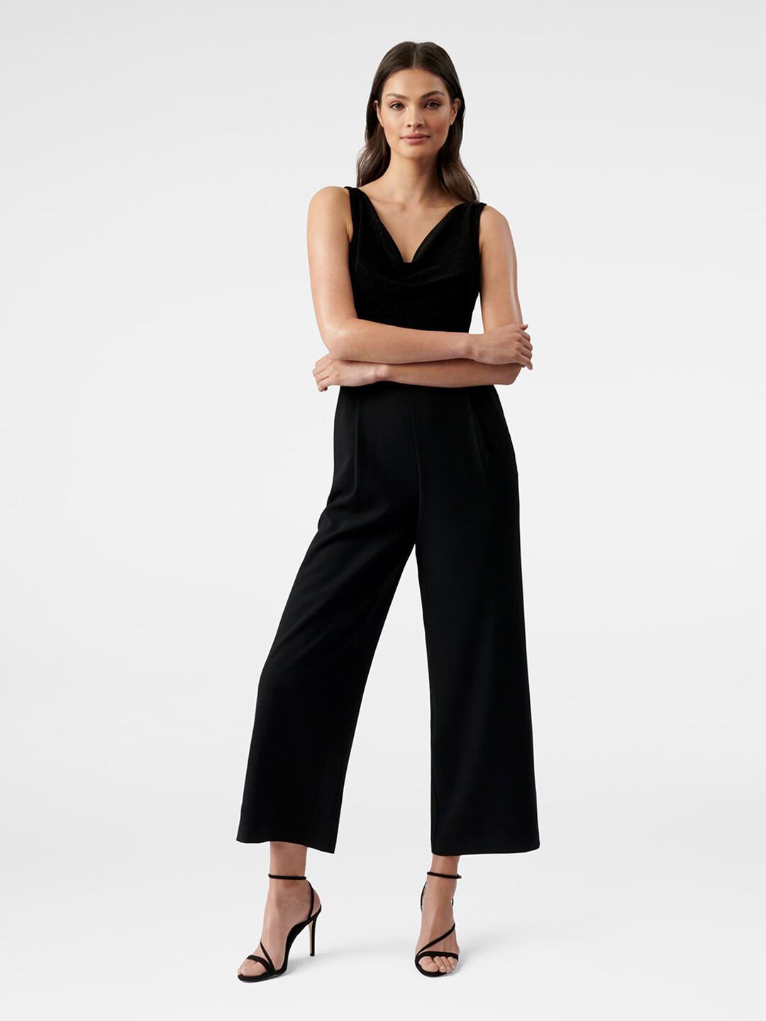 Forever New Black Cowl Neck Basic Jumpsuit Price in India