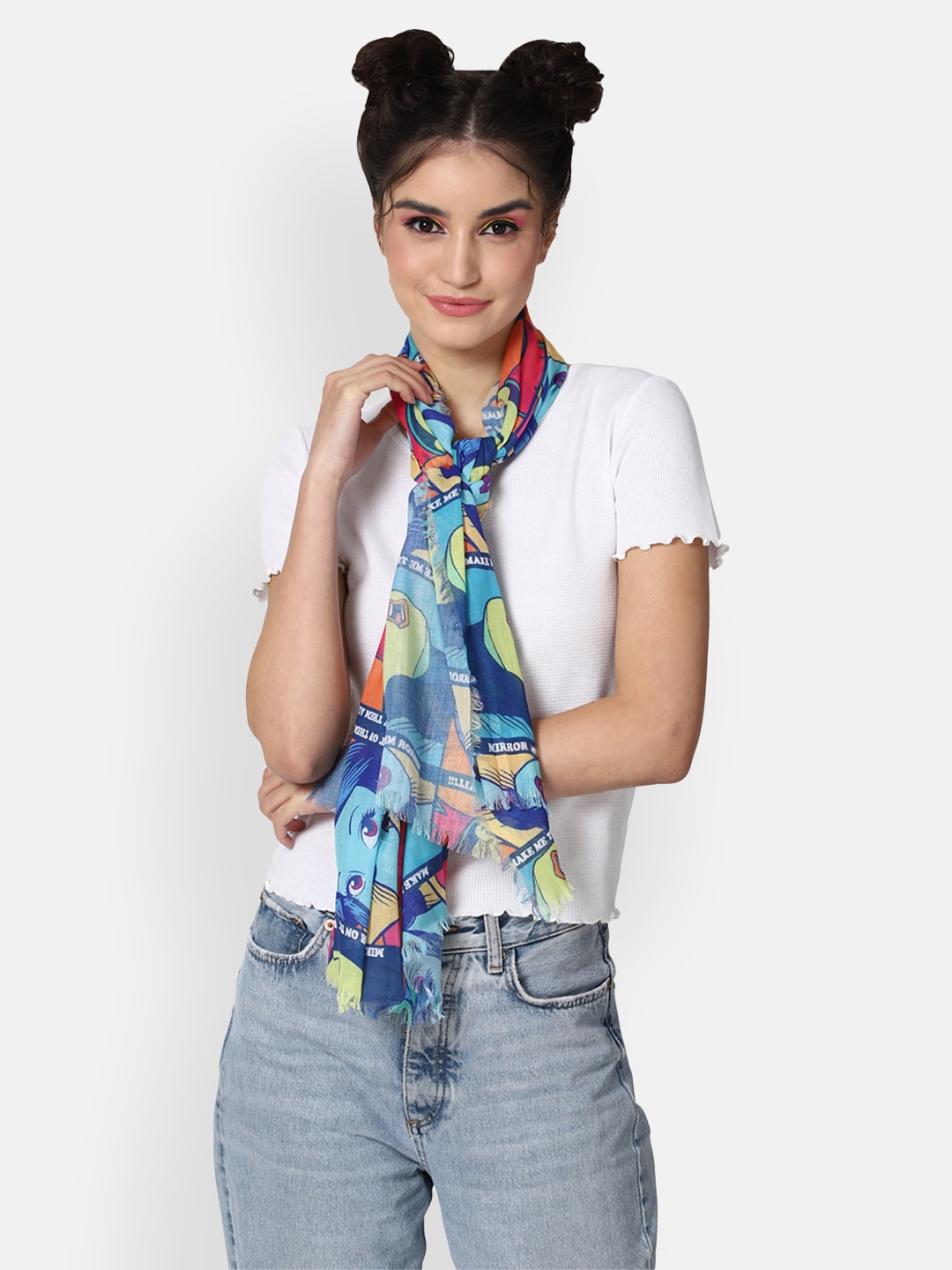 FOREVER 21 Women Blue & Red Printed Scarf Price in India