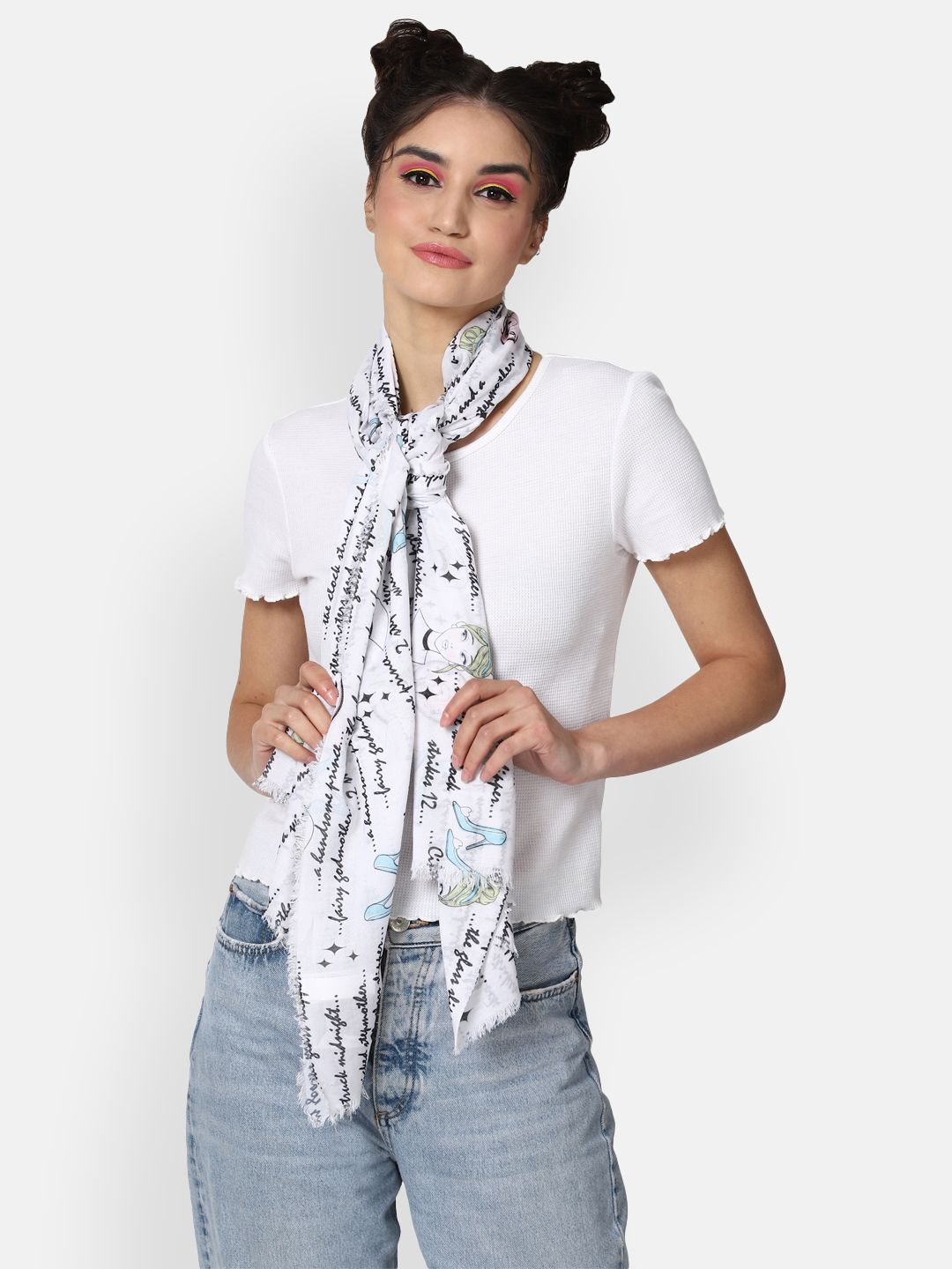 FOREVER 21 Women White & Black Printed Scarf Price in India
