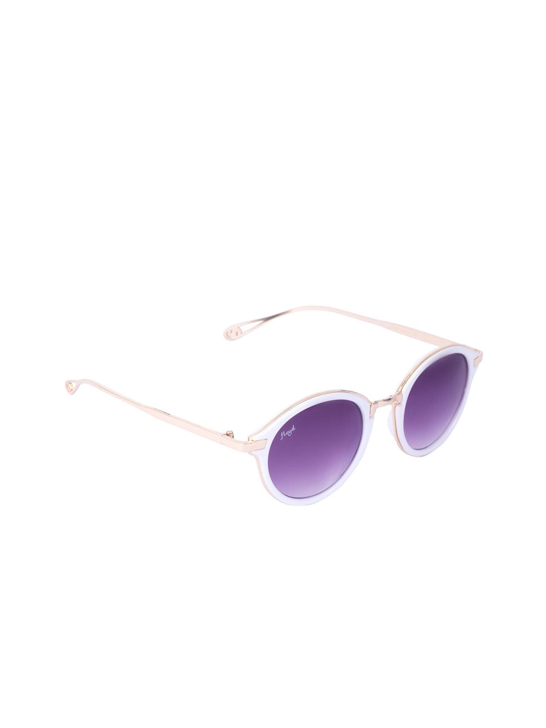 Floyd Unisex Purple Lens & White Oval Sunglasses with UV Protected Lens X2698_Wht_Gry