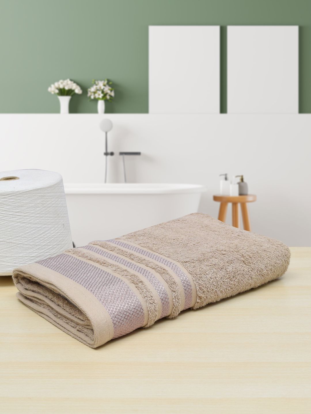 RANGOLI Grey Solid Pure Cotton 533 GSM Bath Towel Price in India
