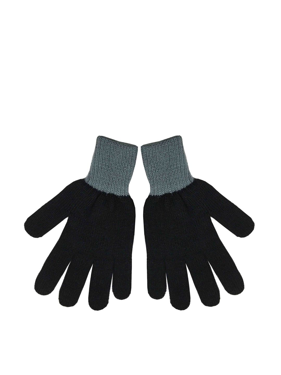 Gajraj Women Black & Grey Colorblocked Acrylic Gloves Price in India