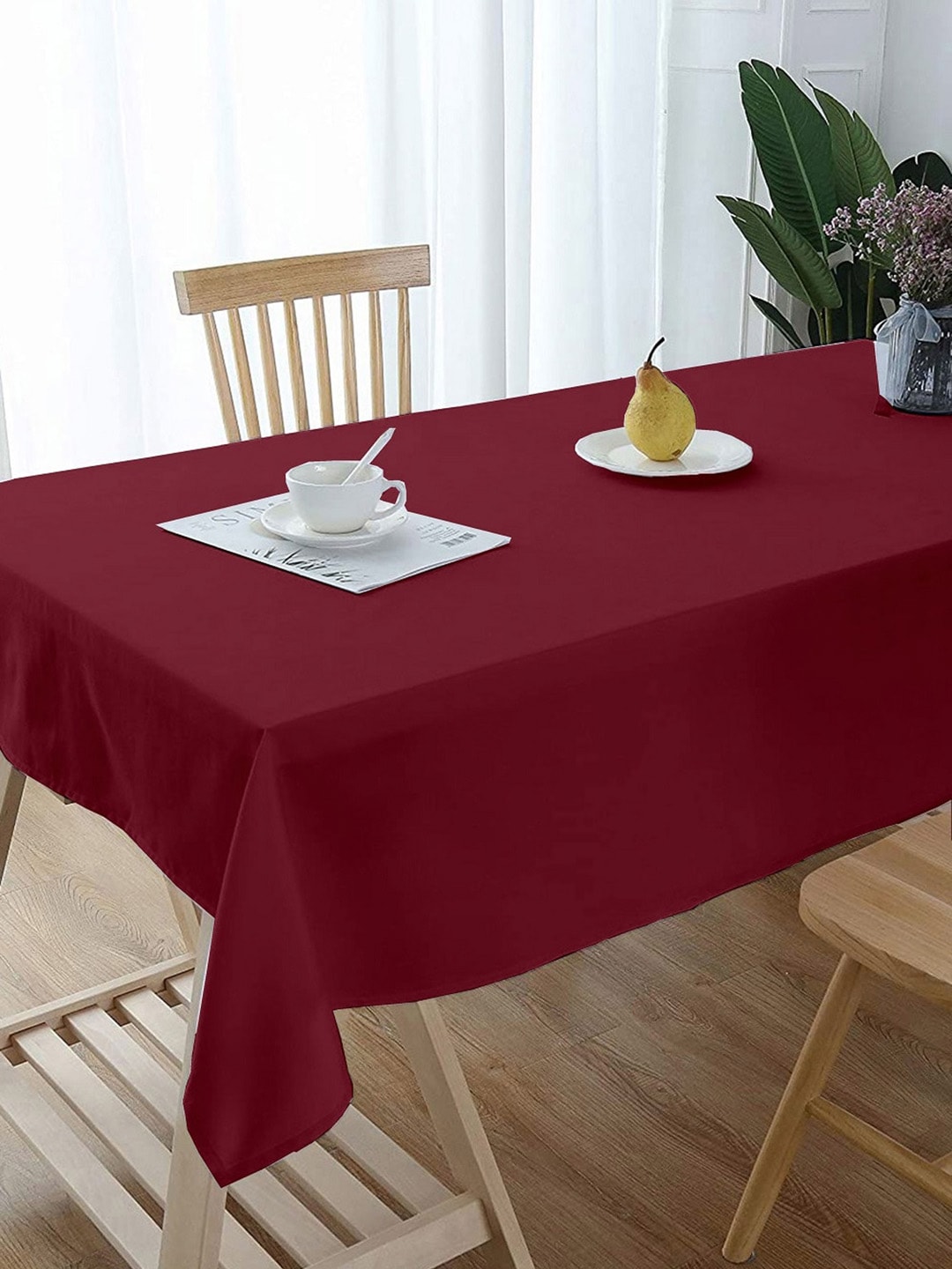 Lushomes Maroon Solid Classic 2 Seater Dining Table Cover Cloth Price in India