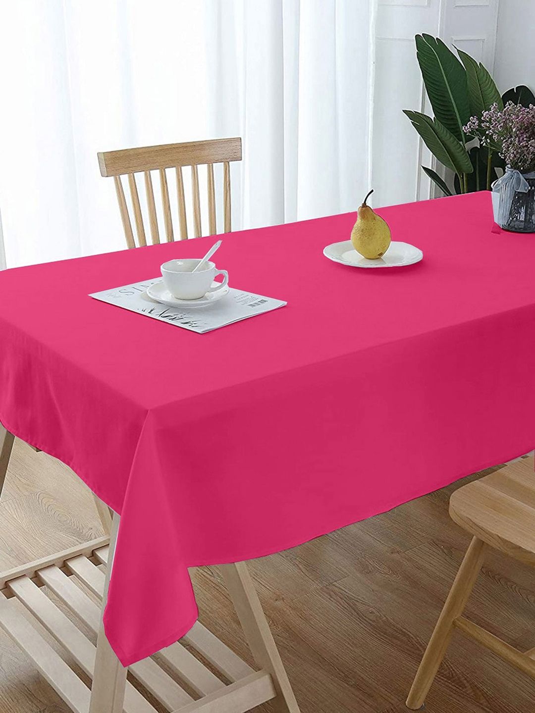 Lushomes Rose Pink Classic Plain Dining Table Cover Cloth Price in India