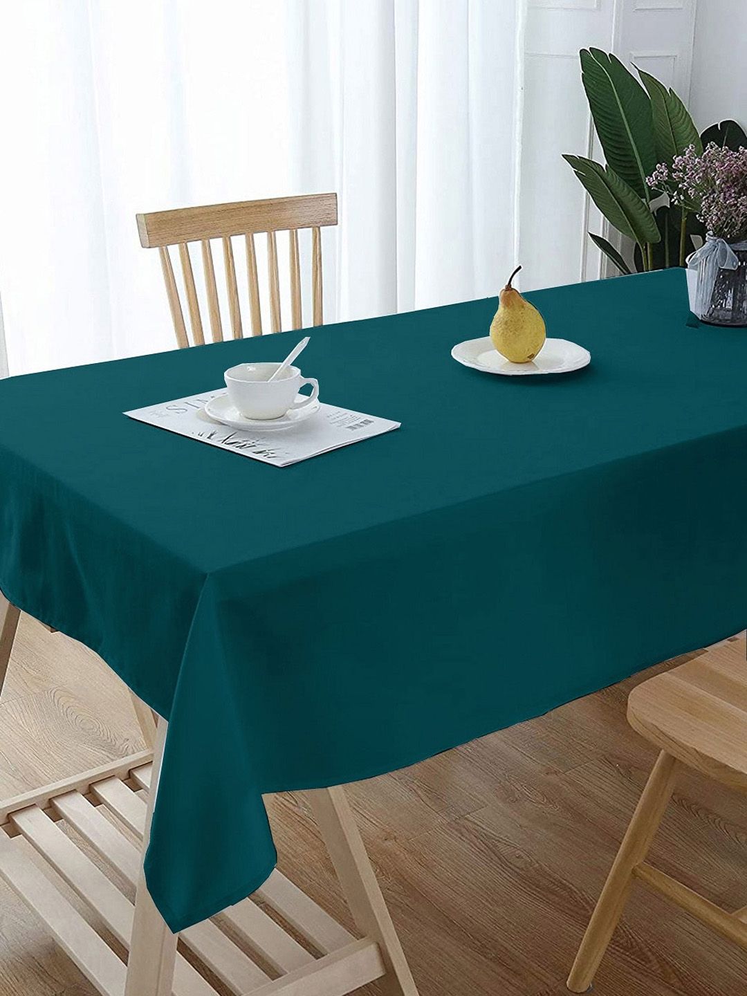 Lushomes Green Solid Cotton Dining Table Cloth Size 36" x 60" Price in India