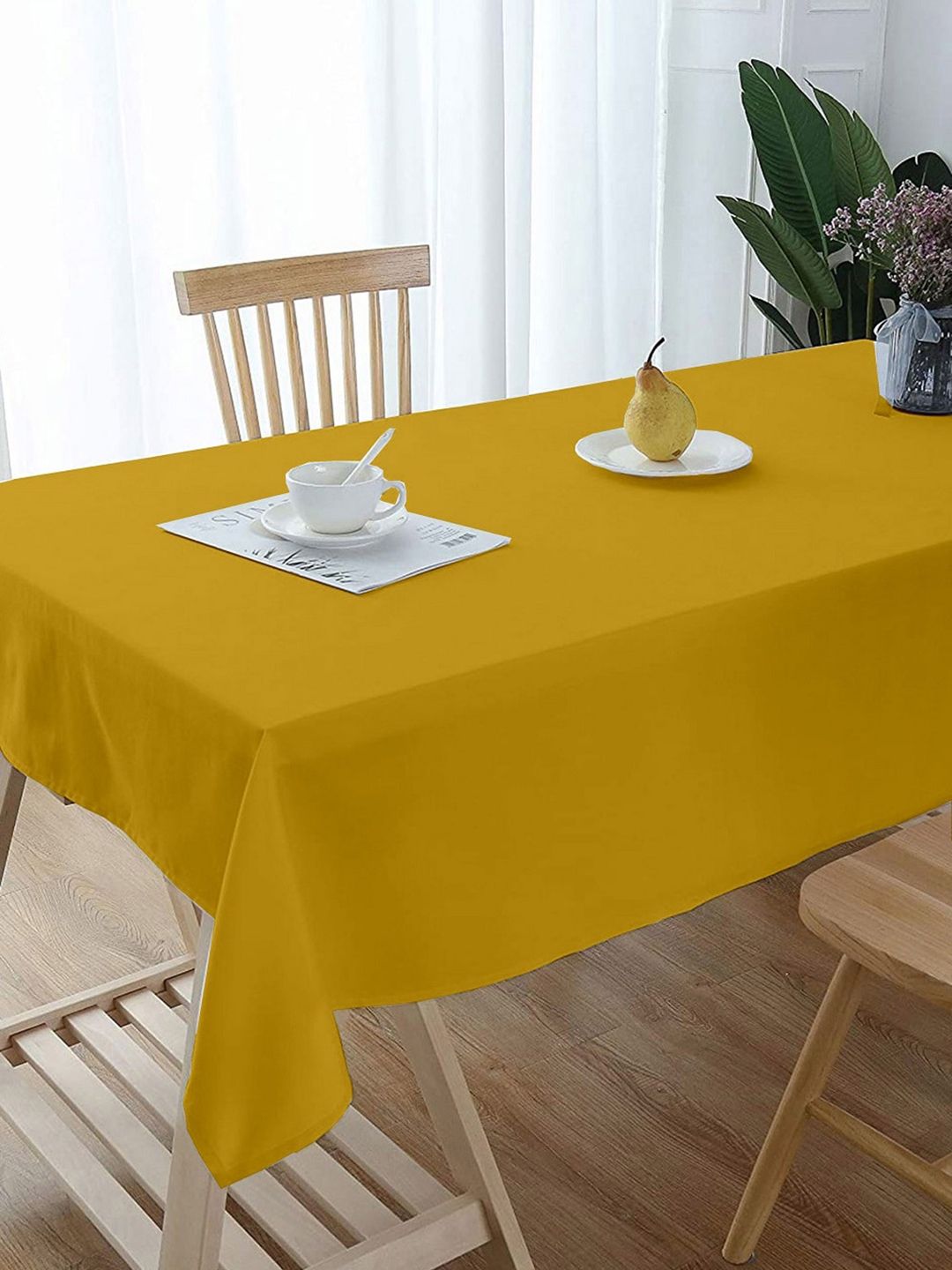 Lushomes Yellow Classic Plain Dining Table Cover Cloth Price in India