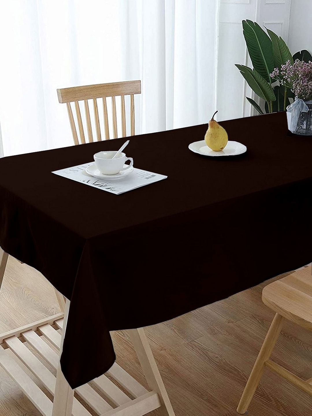 Lushomes Brown Solid Classic 2 Seater Dining Table Cover Cloth Price in India