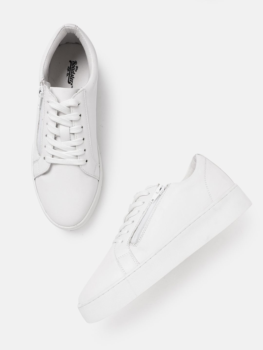 The Roadster Lifestyle Co Women White Solid Flatform Sneakers Price in India