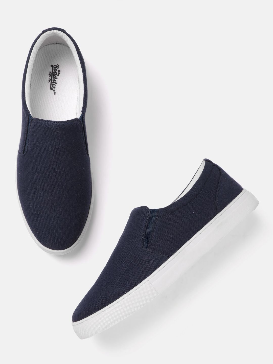 The Roadster Lifestyle Co Women Navy Blue Solid Slip-On Sneakers Price in India