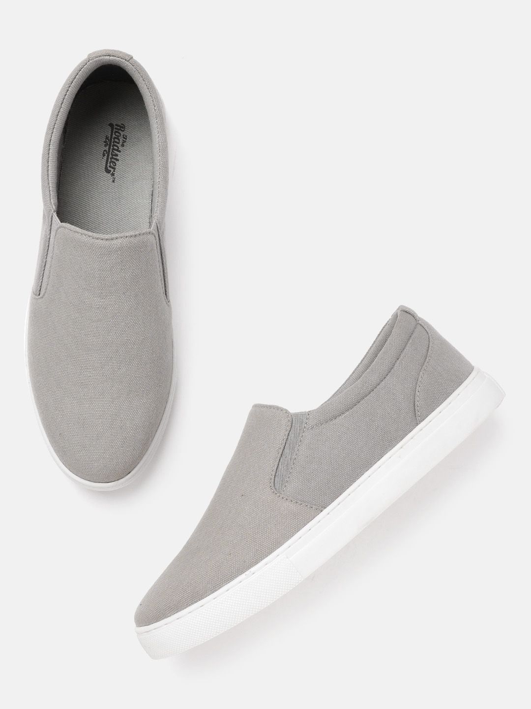 The Roadster Lifestyle Co Women Grey Solid Slip-On Sneakers Price in India