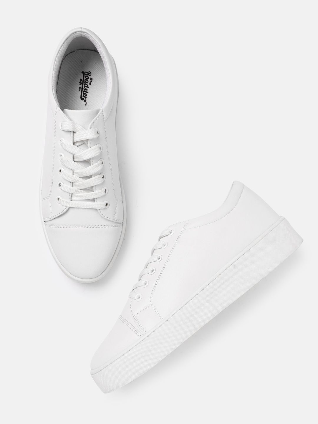 The Roadster Lifestyle Co Women White Solid Flatform Sneakers Price in India