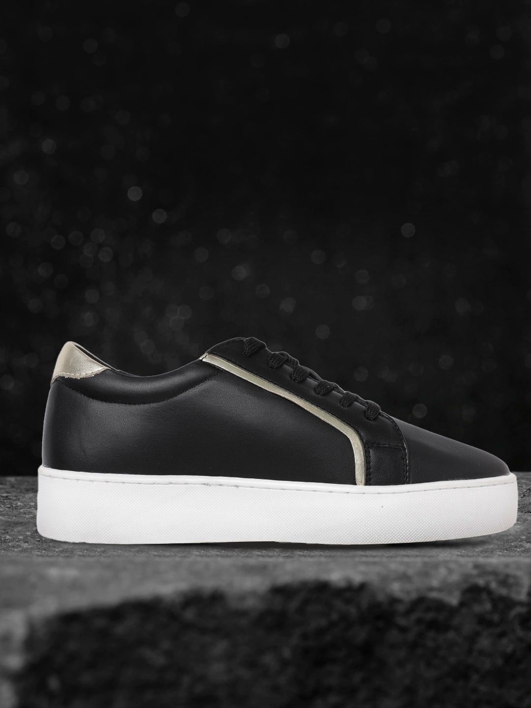 The Roadster Lifestyle Co Women Black Solid Flatform Sneakers Price in India