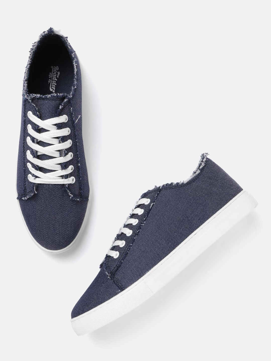 The Roadster Lifestyle Co Women Navy Blue Solid Denim Sneakers Price in India