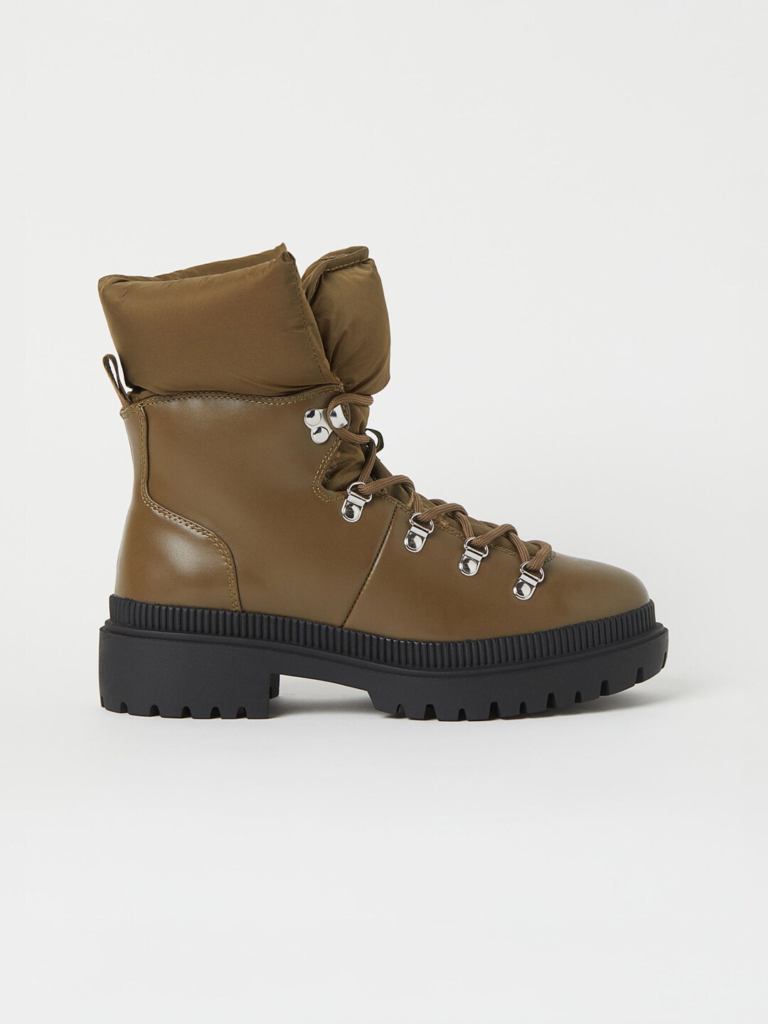 H&M Women Khaki Green Mid-Top Warm-Lined Boots Price in India
