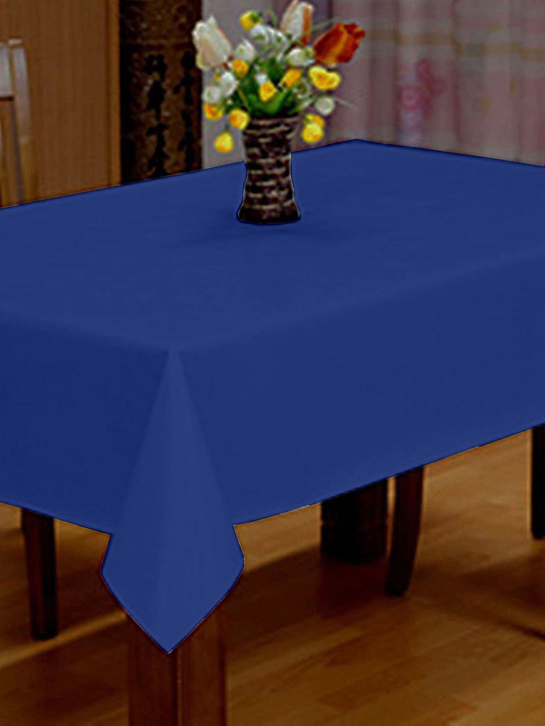Lushomes Blue Classic Plain Cotton Dining Table Cloth Price in India