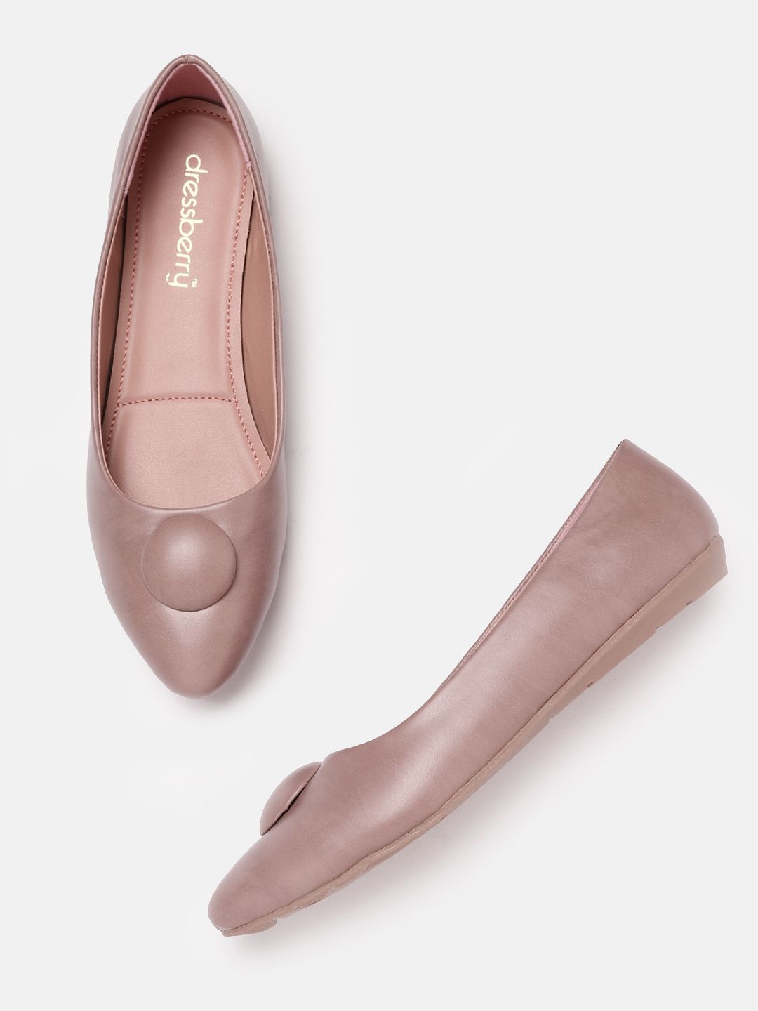 DressBerry Women Dusty Rose Pink Solid Ballerinas Price in India