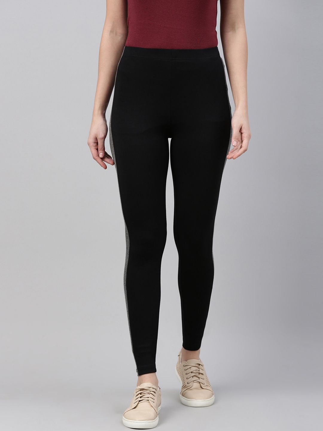 Go Colors Women Black Athleisure Ankle Length Leggings Price in India