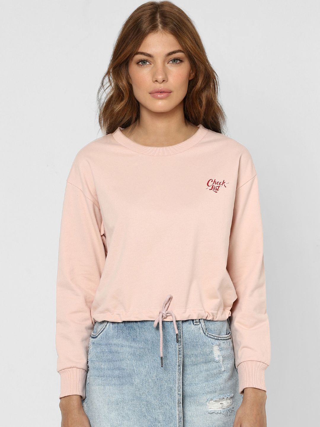 ONLY Women Pink Cotton Sweatshirt Price in India